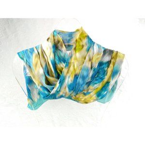 Anne Klein beautiful abstract distorted impressionist style Silk scarf 13"X60"